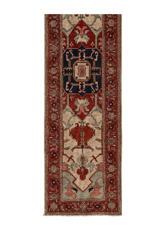 Oriental Rug Pakistani Handmade Runner Transitional Tribal 2'7"x10'0" (3x10) Red Geometric Serapi Design #35359