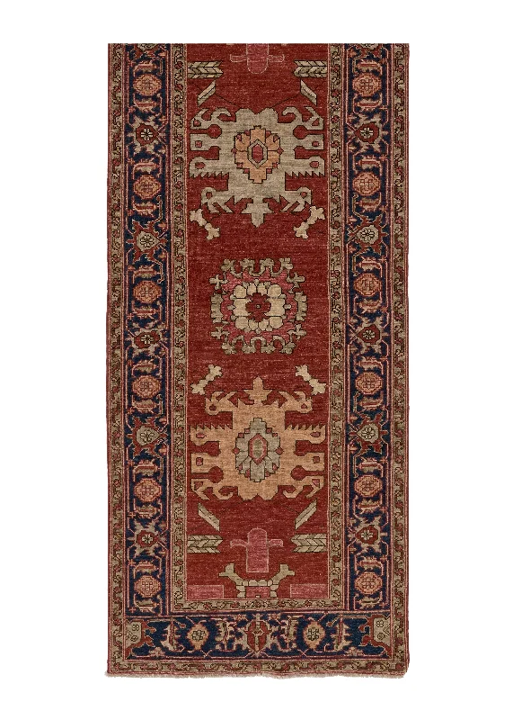 Oriental Rug Pakistani Handmade Runner Transitional Tribal 3'2"x13'6" (3x14) Red Geometric Serapi Design #35377