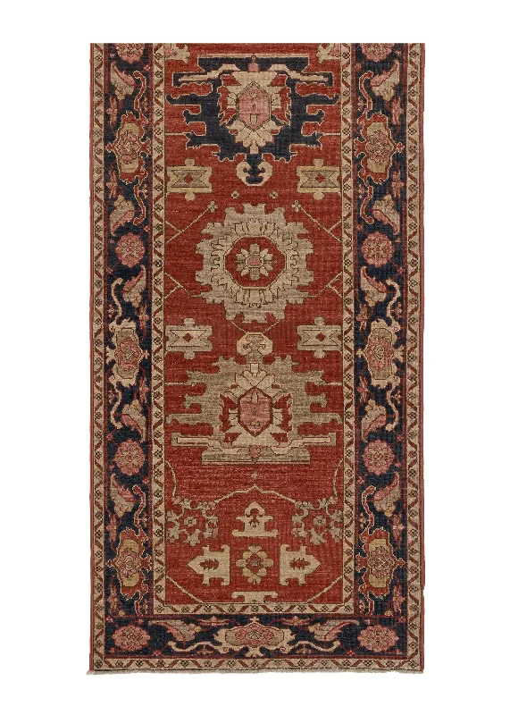 Oriental Rug Pakistani Handmade Runner Transitional Tribal 3'3"x14'1" (3x14) Red Geometric Serapi Design #35378