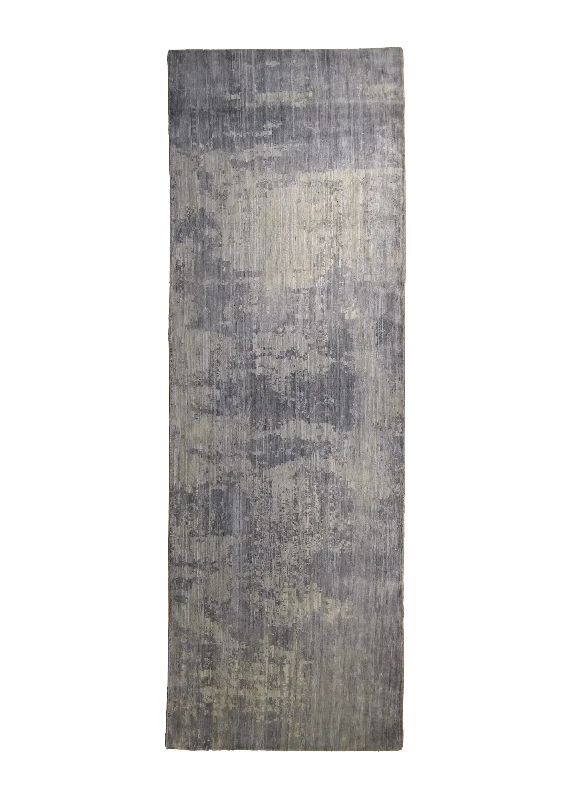 Oriental Rug Pakistani Handmade Runner Modern Neutral 3'5"x9'11" (3x10) Gray Abstract Splatter Design #A35257