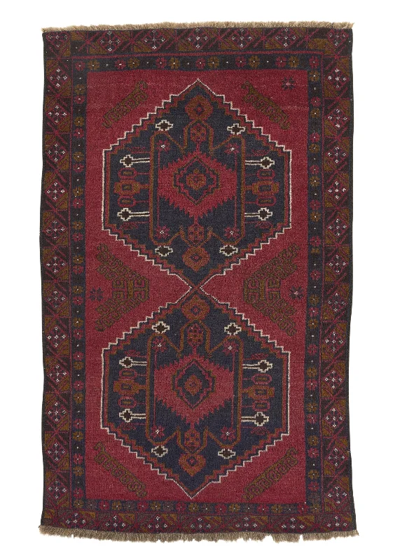 Oriental Rug Turkish Handmade Area Tribal 3'4"x5'9" (3x6) Red Geometric Design #34959