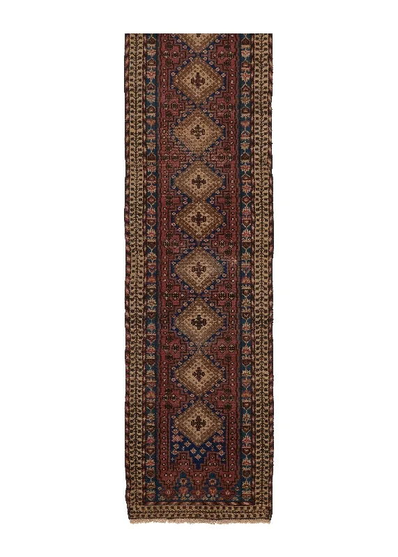 Oriental Rug Turkish Handmade Runner Tribal 2'3"x9'8" (2x10) Whites/Beige Pink Geometric Design #25689