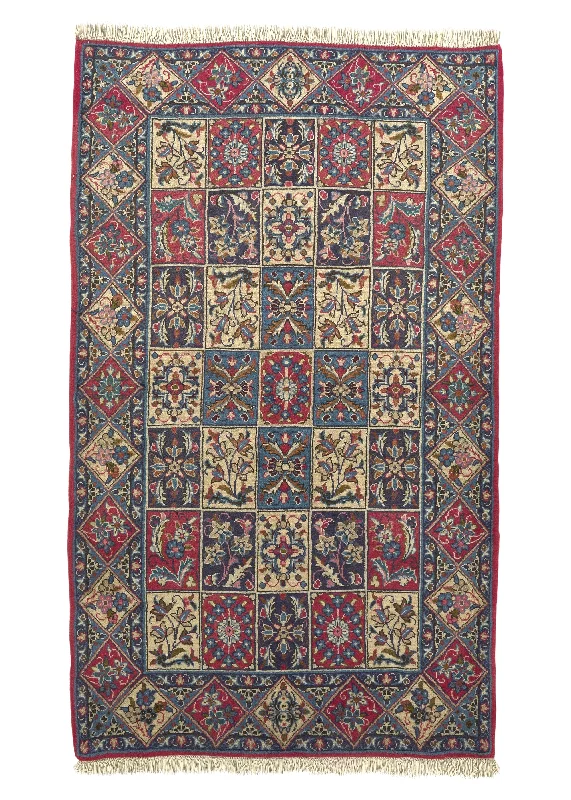 Persian Rug Ardakan Handmade Area Traditional 3'1"x5'2" (3x5) Red Blue Whites/Beige Garden Design #19406