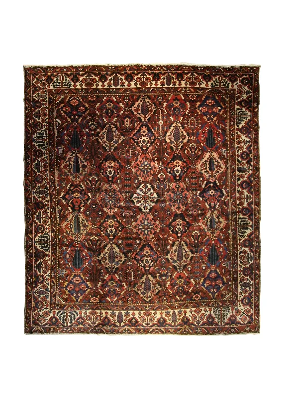 Persian Rug Bakhtiari Handmade Area Tribal 11'2"x12'9" (11x13) Red Floral Garden Design #A35216