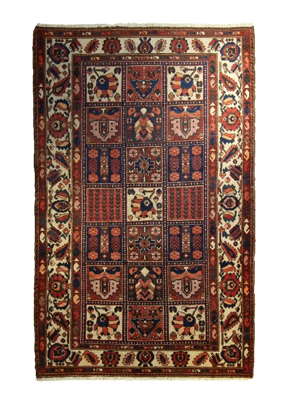 Persian Rug Bakhtiari Handmade Area Tribal 5'6"x8'9" (6x9) Red Floral Garden Design #A35256