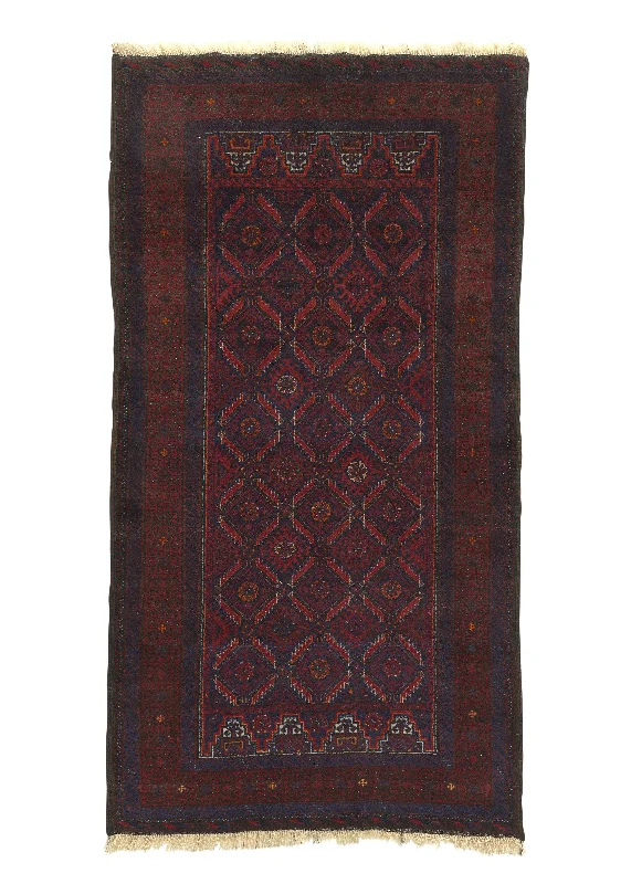 Persian Rug Baloch Handmade Area Tribal 3'4"x6'3" (3x6) Red Geometric Design #34217