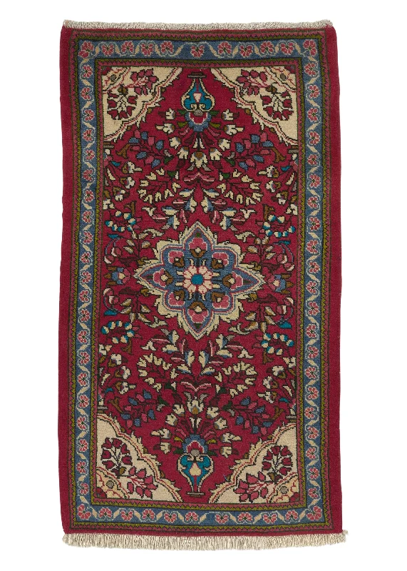 Persian Rug Hamadan Handmade Area Traditional Tribal 2'5"x4'5" (2x4) Red Blue Floral Vase Design #12009