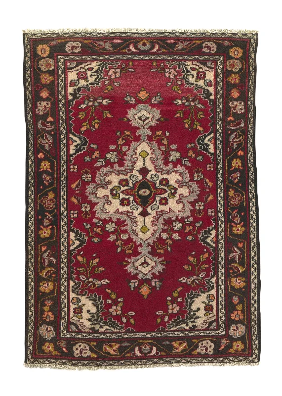 Persian Rug Hamadan Handmade Area Traditional Tribal 3'4"x4'8" (3x5) Red Floral Design #33692