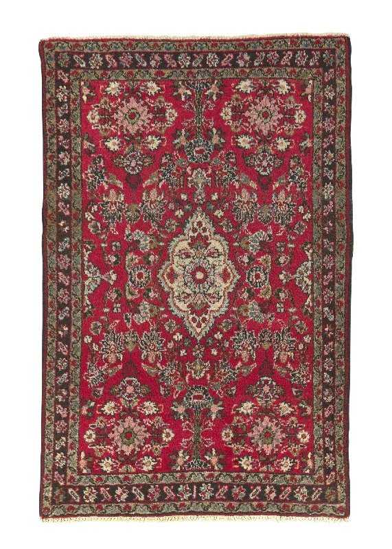 Persian Rug Hamadan Handmade Area Tribal 3'5"x5'2" (3x5) Red Geometric Design #34112