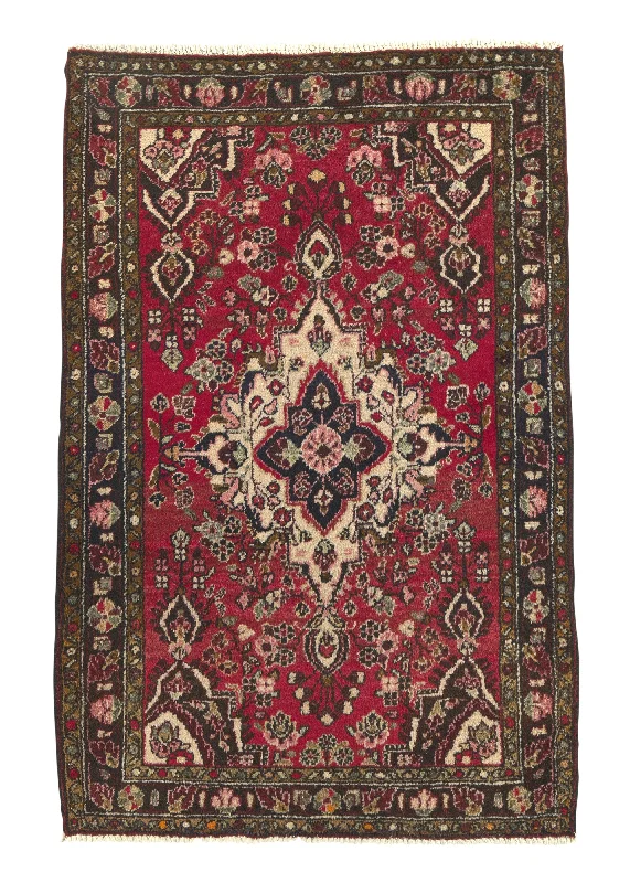 Persian Rug Hamadan Handmade Area Tribal 3'5"x5'2" (3x5) Red Geometric Design #34113