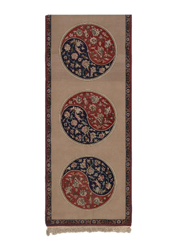 Persian Rug Isfahan Handmade Runner Traditional 2'8"x9'0" (3x9) Whites/Beige Red Unusual Floral Design #34848