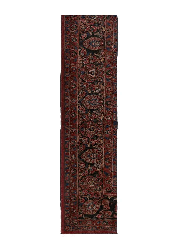 Persian Rug Sarouk Handmade Runner Traditional 1'8"x10'0" (2x10) Red Blue Partition Design #31958