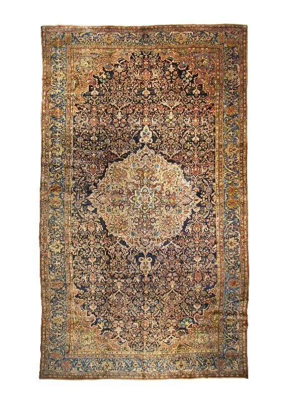 Persian Rug Tabriz Handmade Area Traditional 10'4"x17'5" (10x17) Blue Red Floral Design #A35217