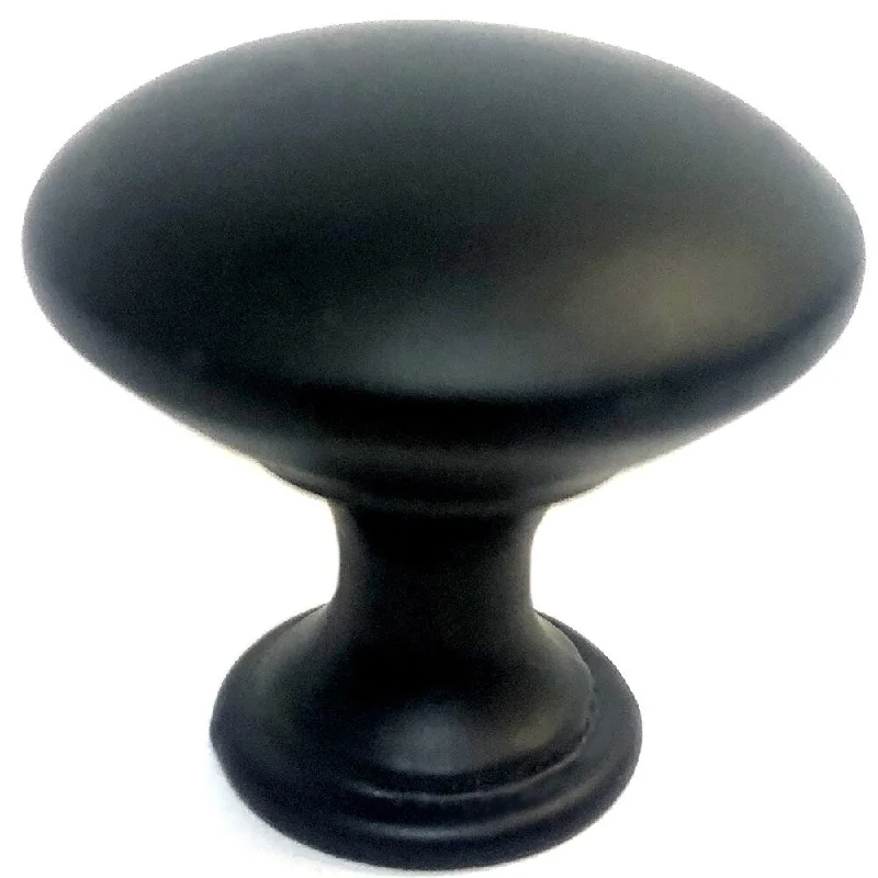 1-1/4 inch Round Circular Design Matte Black Finish Cabinet and Drawer Knobs Handles (Case of 10)