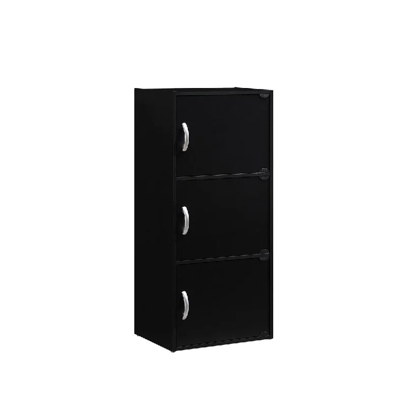 3-Shelf, 3-Door Multi-purpose Cabinet, Black