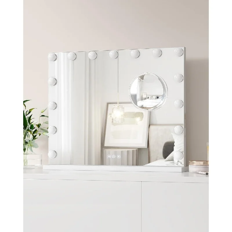 32"x 24" Vanity Mirror with Lights - White_32"24"