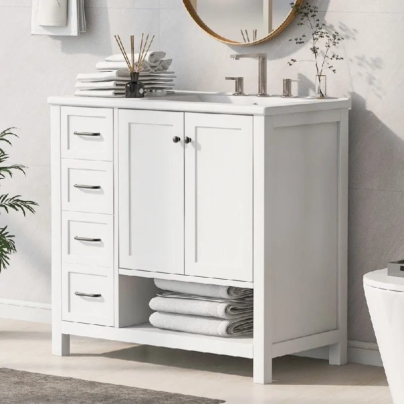 36" Bathroom Vanity with Sink Top, Bathroom Vanity Cabinet