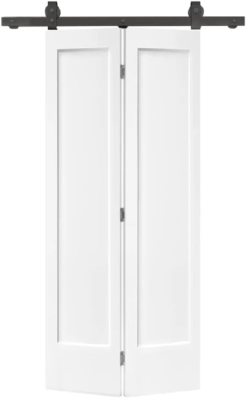 36 in. x 80 in. 1 Panel Shaker White Painted MDF Composite Bi-Fold Barn Door - $250