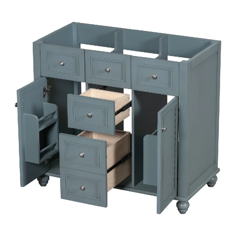 36 inch MDF Freestanding Bathroom Vanity in Grey Blue without Counter Top