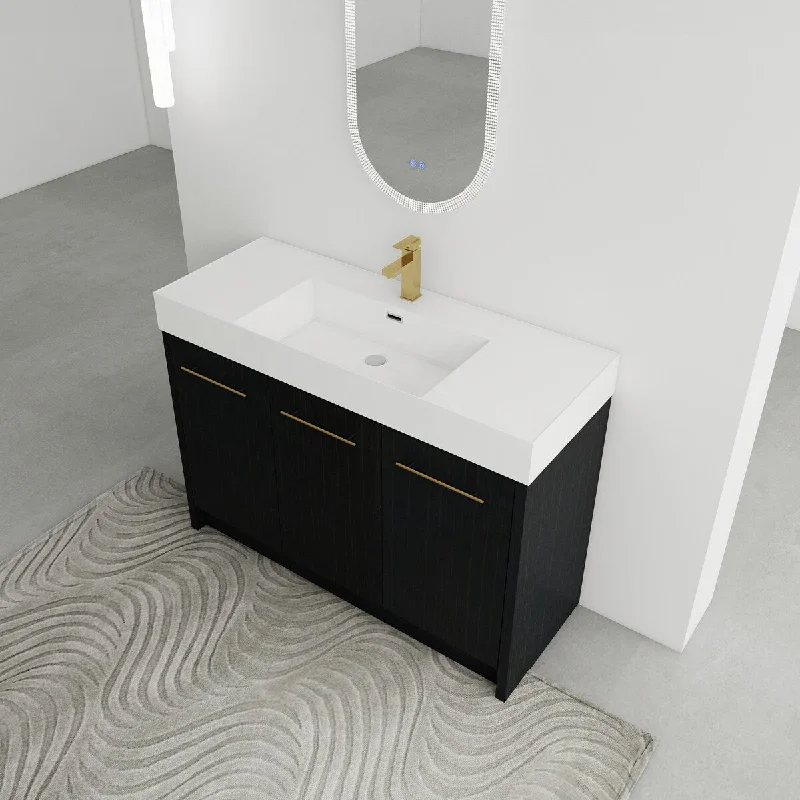 48" Freestanding Bathroom Vanity with Resin Sink and Soft Closing Door