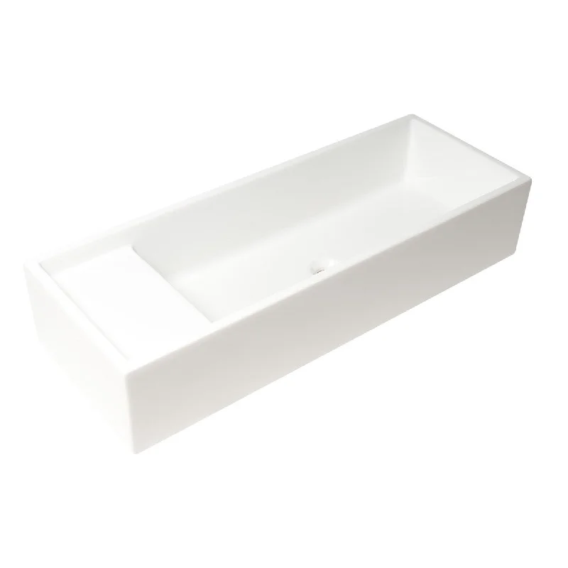 ALFI brand AB39TR 39" White Above Mount Fireclay Bathroom Trough Sink