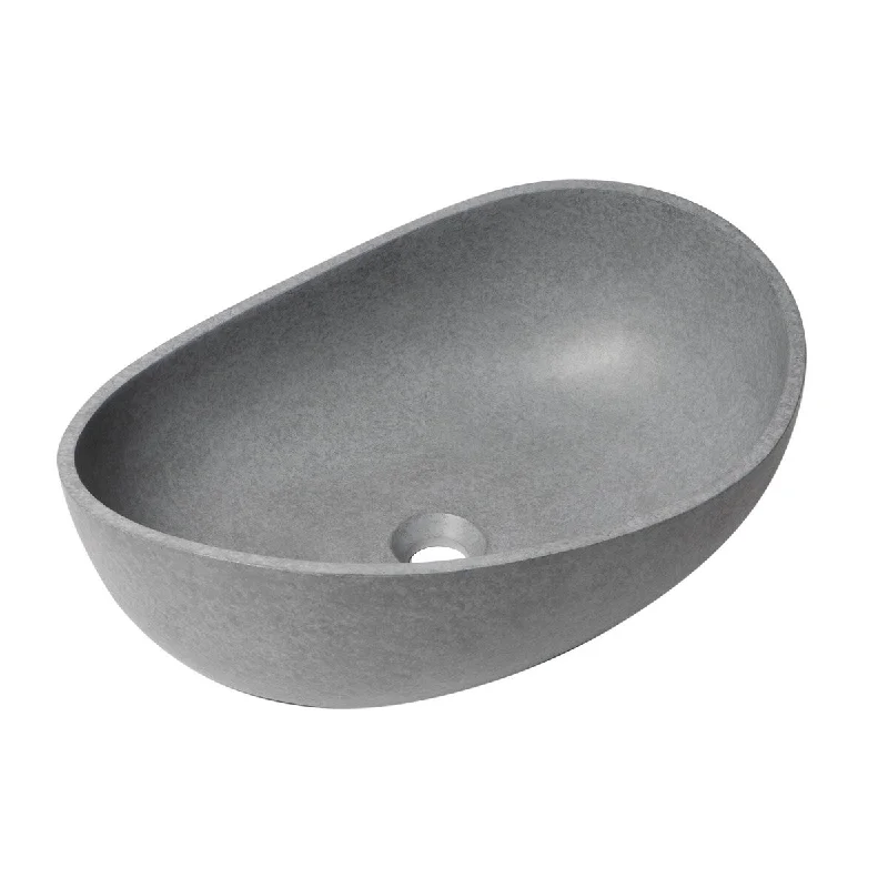 ALFI brand ABCO23O 23" Solid Concrete Wavy Oval Above Mount Vessel Sink