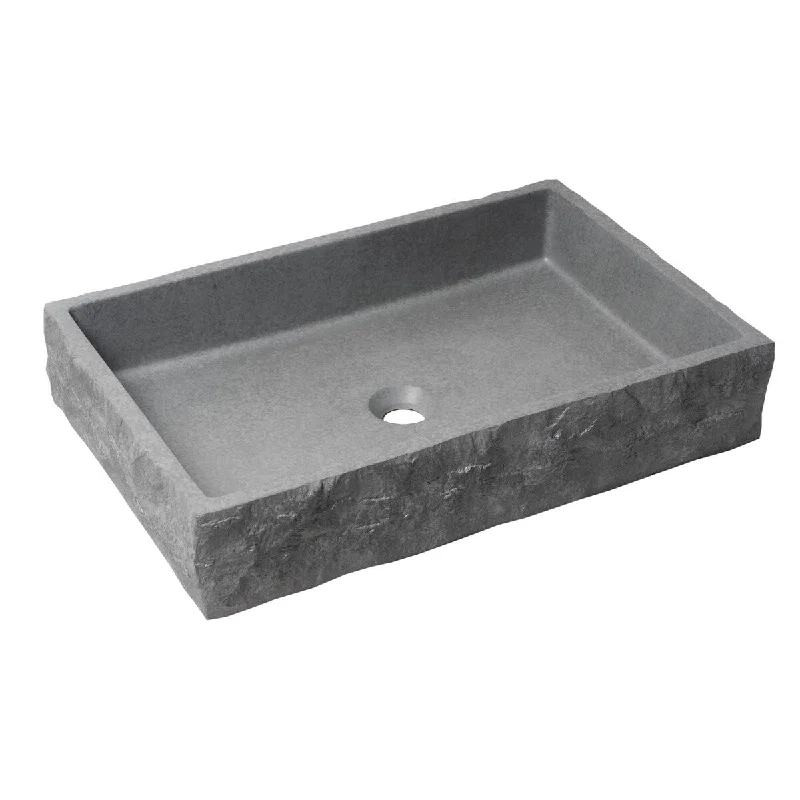 ALFI brand ABCO24R 24" Solid Concrete Chiseled Style Rectangular Above Mount Vessel Sink