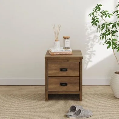 Boston Bedside Table Brown 2 Drawers