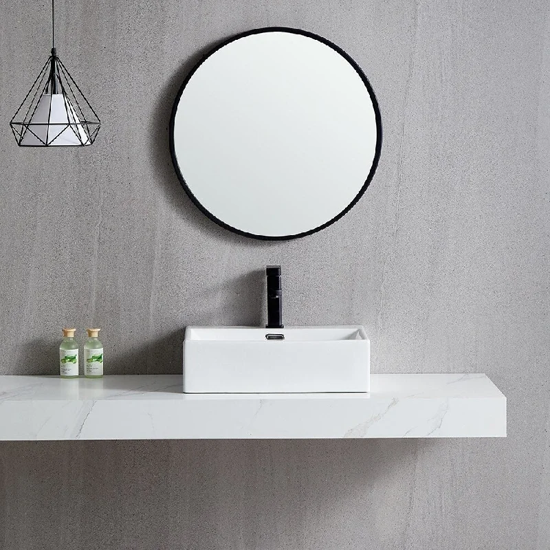 Ceramic Rectangular Wall-mounted Bathroom Sink Art Basin