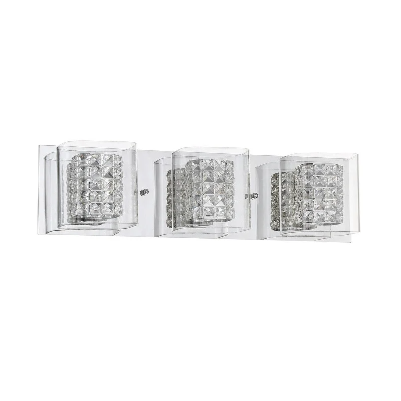 Crystorama Series Chrome and Crystal 3-Light Vanity Light