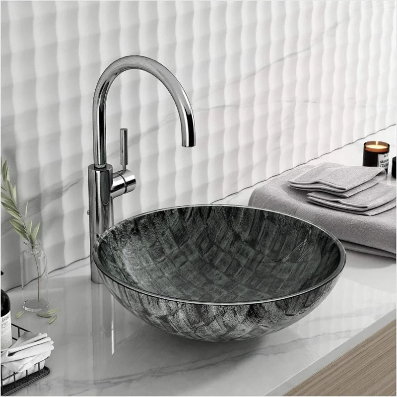 Dark Gray Glass Vessel Bathroom Handmade Thick & Durable Sink