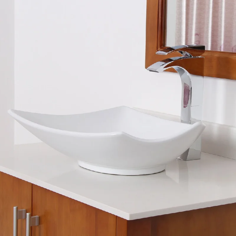 Elite White Ceramic Oval Bathroom Sink