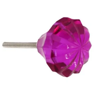 Flower Shaped Fuchsia Glass Drawer/ Door/ Cabinet Pull Knob (Pack of 6)