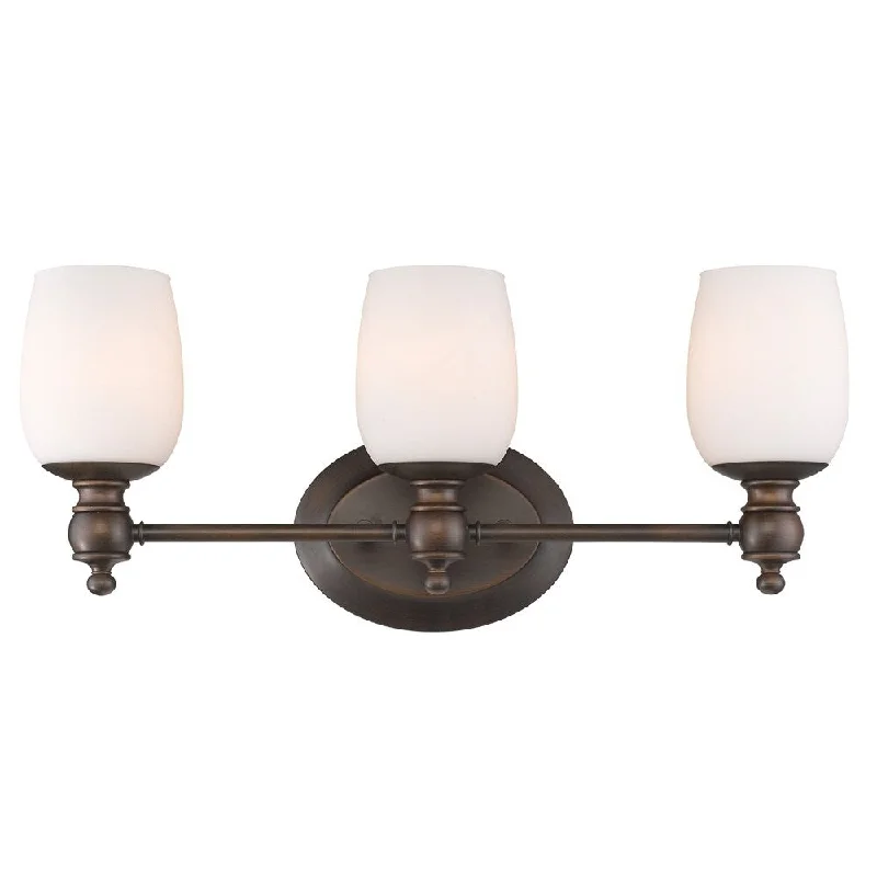 Golden Lighting Constance 3-light Bath Vanity in Rubbed Bronze With Opal Glass