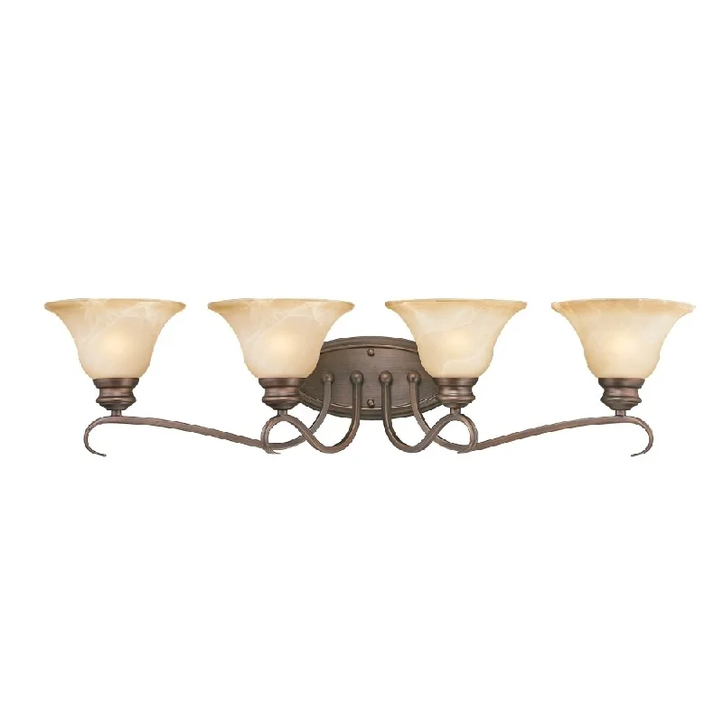 Golden Lighting Lancaster Rubbed Bronze Finish Steel 4-light Bathroom Vanity Fixture