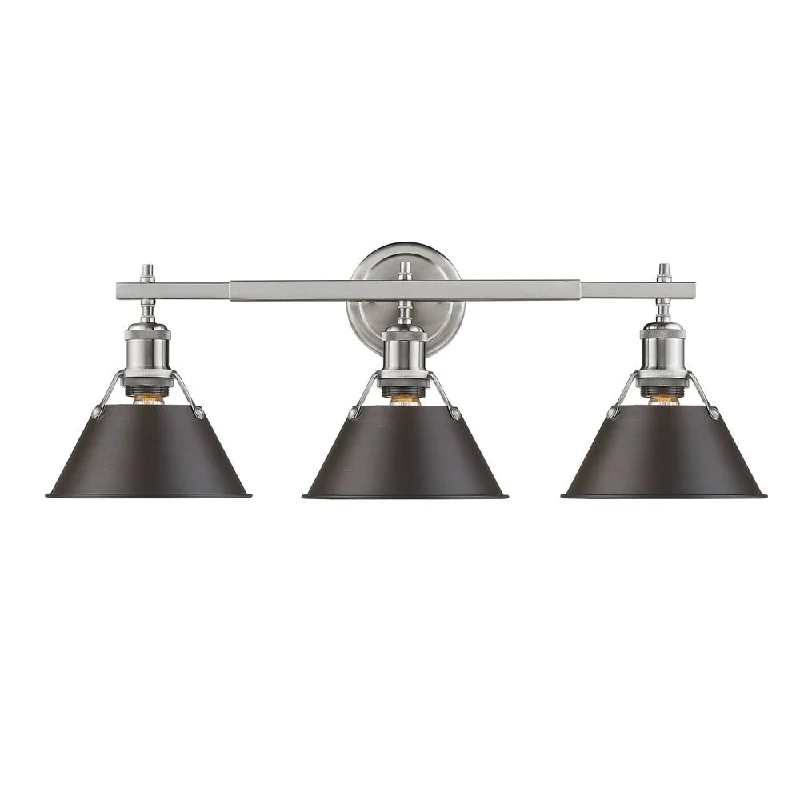 Golden Lighting Orwell PW Rubbed Bronze Shade and Pewter Steel 3-light Bath Vanity Light