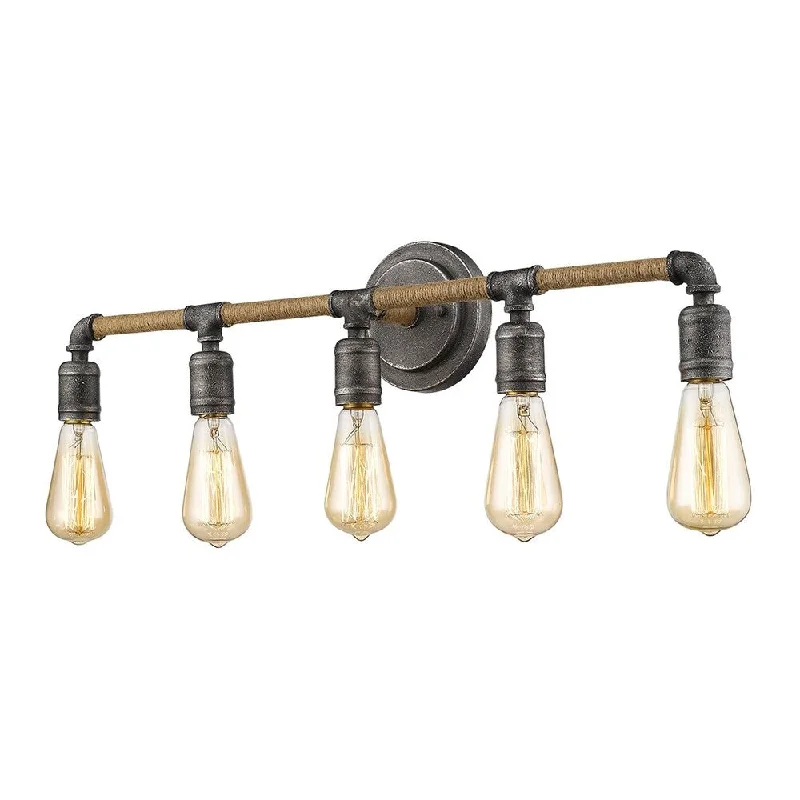 Grayson 5-Light Antique Gray Bath/Vanity Fixture