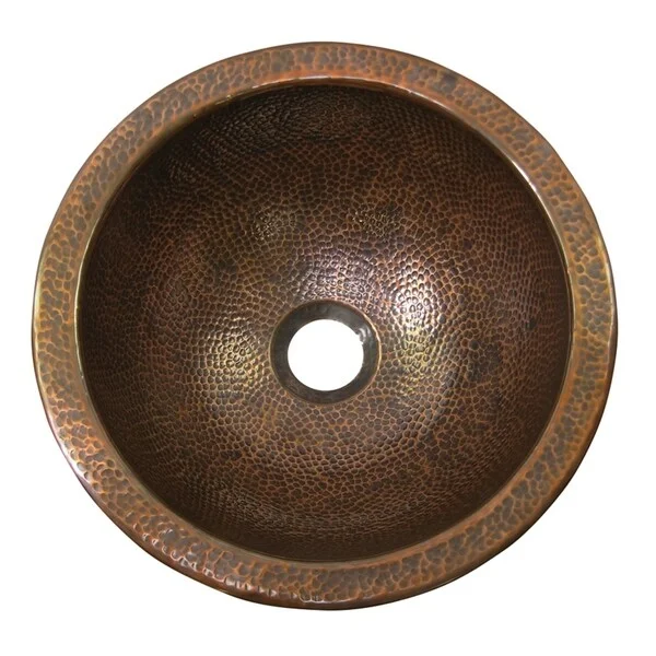 Hammered Copper Small Round Drop-In Sink by The Copper Factory