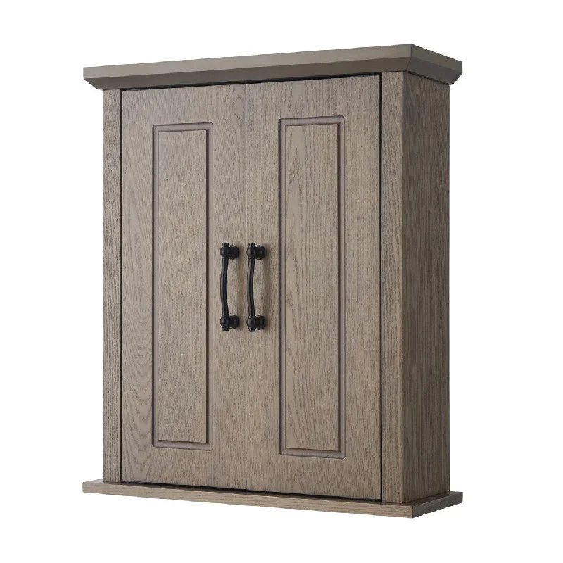 Hanging Storage Cabinet for Bathrooms, Hallways, Salt Oak, 7" x 20" x 24" - Oak