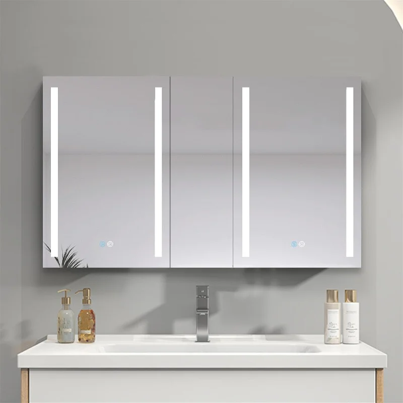 LED Bathroom Medicine Cabinet Double Door Lighted Medicine Cabinet