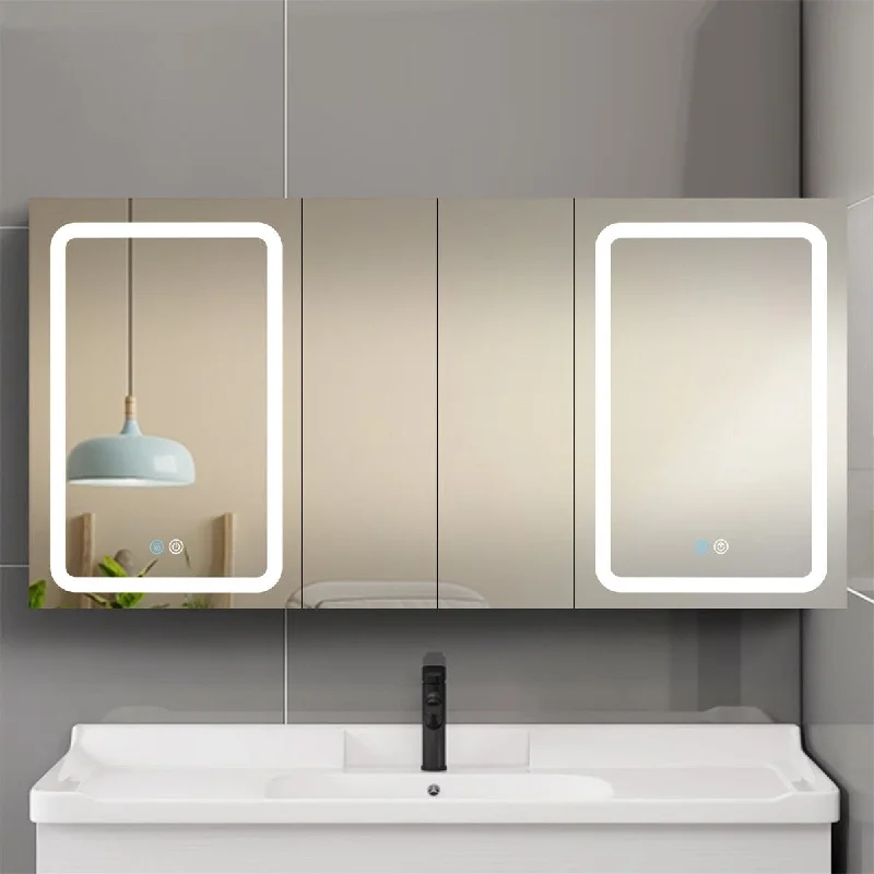 LED Bathroom Medicine Cabinet Double Door Lighted Medicine Cabinet