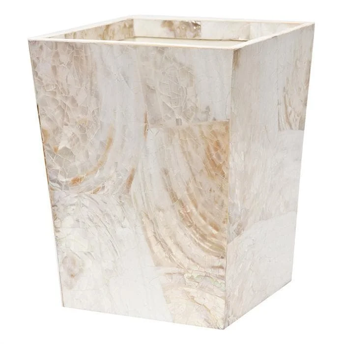 Lugano Pearl White Shell Square Waste Basket