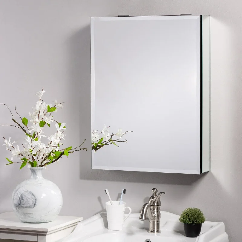 Mirror Medicine Cabinet Surface Mount or Recess Aluminum Bathroom Adjustable Shelves, 20X26 inch