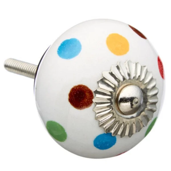 Multicolored Polka Dots Ceramic Drawer/ Door/ Cabinet Knob (Pack of 6)