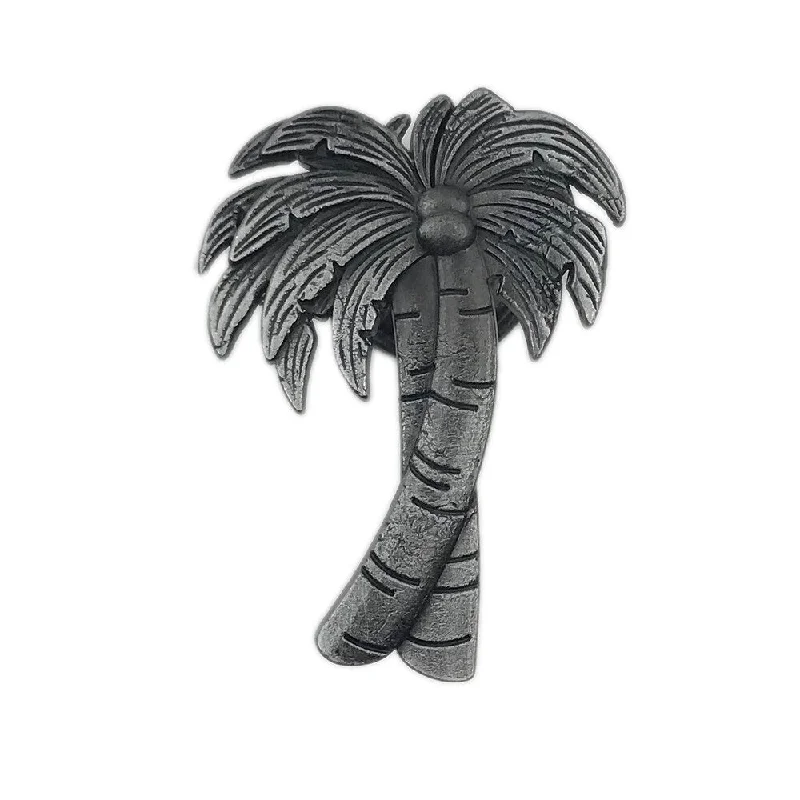 Palm Tree Gray Metal Drawer, Cabinet Knob - Set of 6