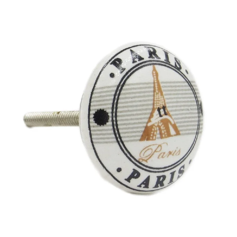 Paris Orange Eiffel Tower Ceramic Drawer/ Door/ Cabinet Knob (Pack of 6)