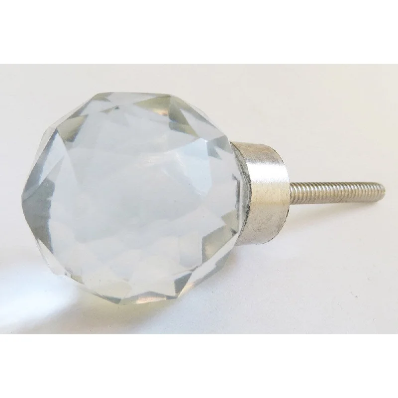 Round Diamond Cut Glass Drawer/ Door/ Cabinet Knob (Pack of 6)