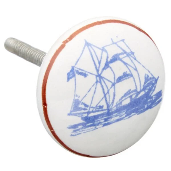 Ship At Sea Ceramic Drawer/ Door/ Cabinet Knobs (Pack of 6)