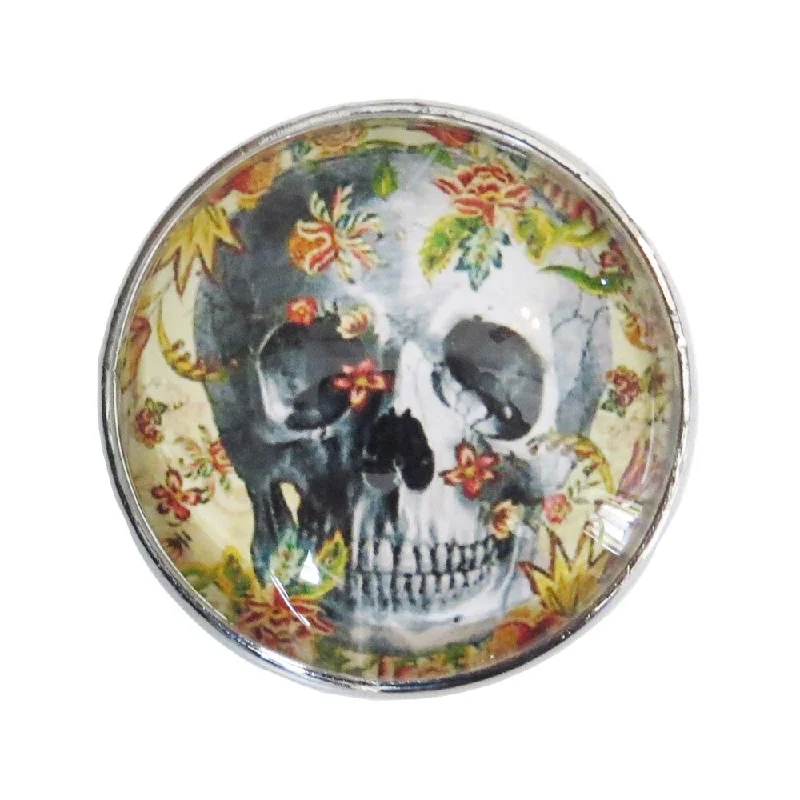 Skull Candy Glass Skull in Flowers Glass Drawer/ Door/ Cabinet Pull Knob (Pack of 6)