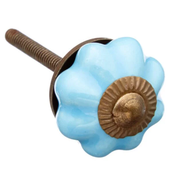 Sky Blue Medium Ceramic Drawer/ Door/ Cabinet Knob (Pack of 6)